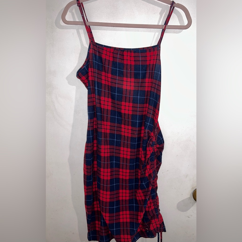 Red and blue plaid dress
